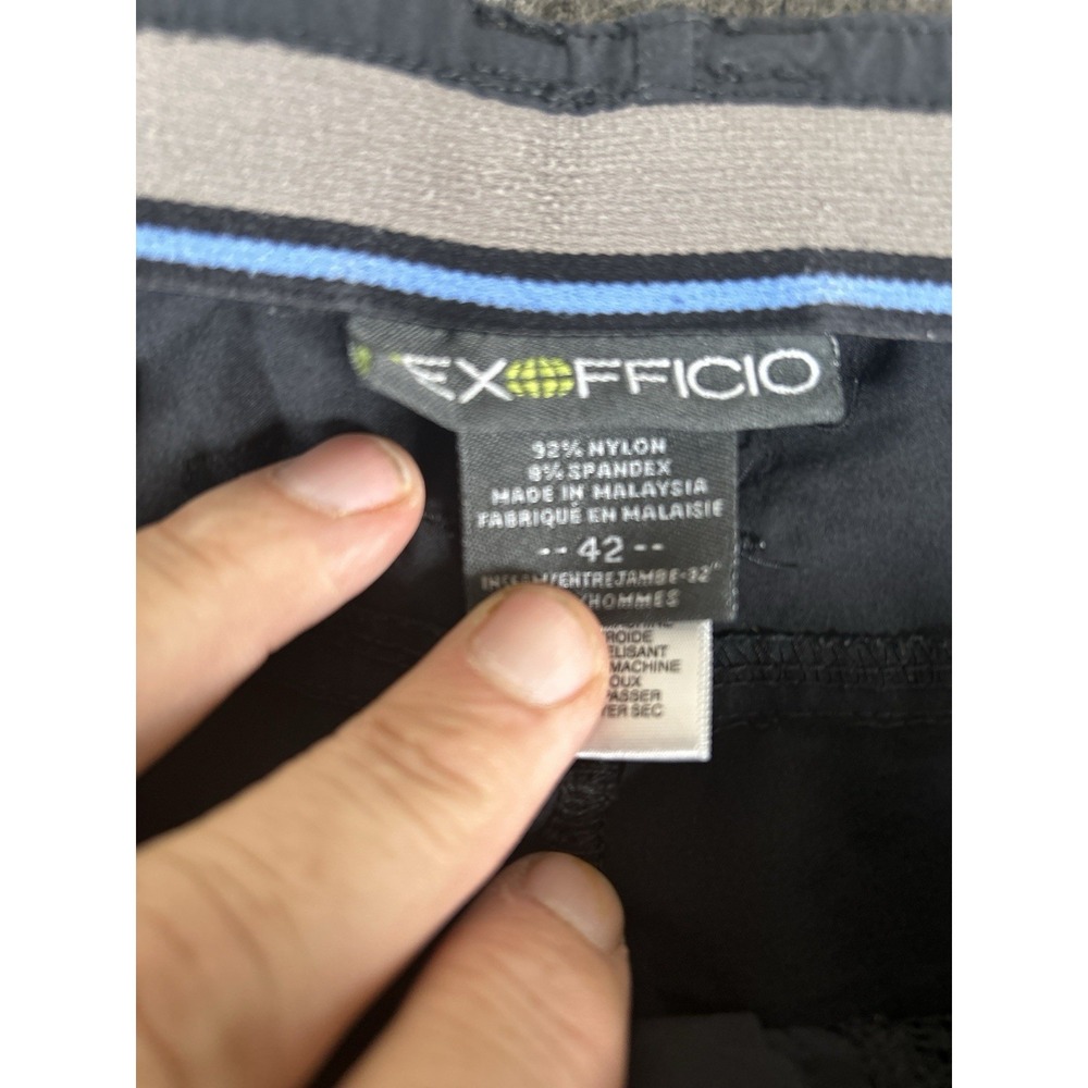 ExOfficio Pants Mens 42x32 Black Nylon Blend Hiking Pocket Travel Outdoor‎ - Picture 2 of 10